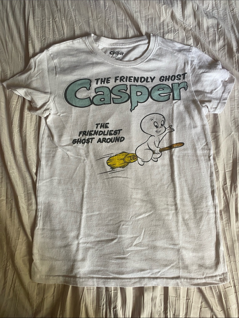 Classic White Casper The Friendly Ghost Graphic Tee with Mint Logo